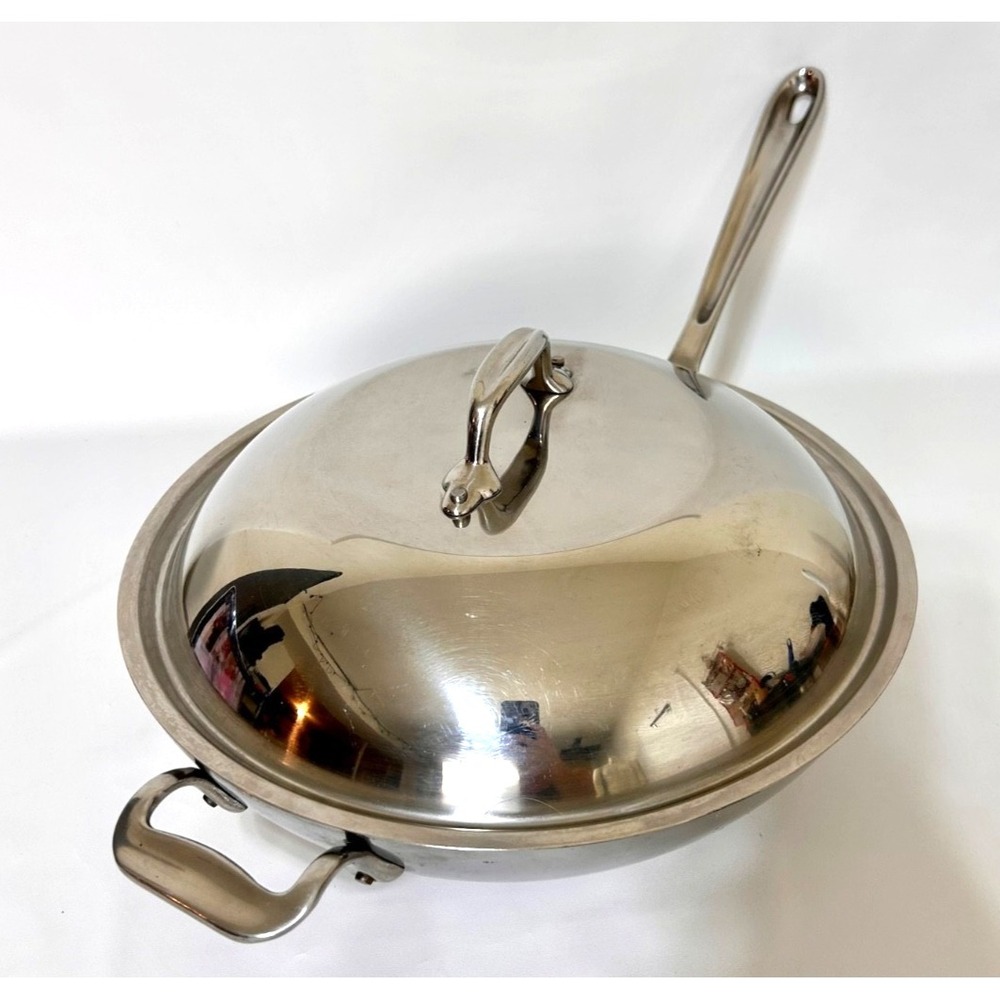 All-Clad 12" Wok w/ Lid Stainless Steel Chef's Pan